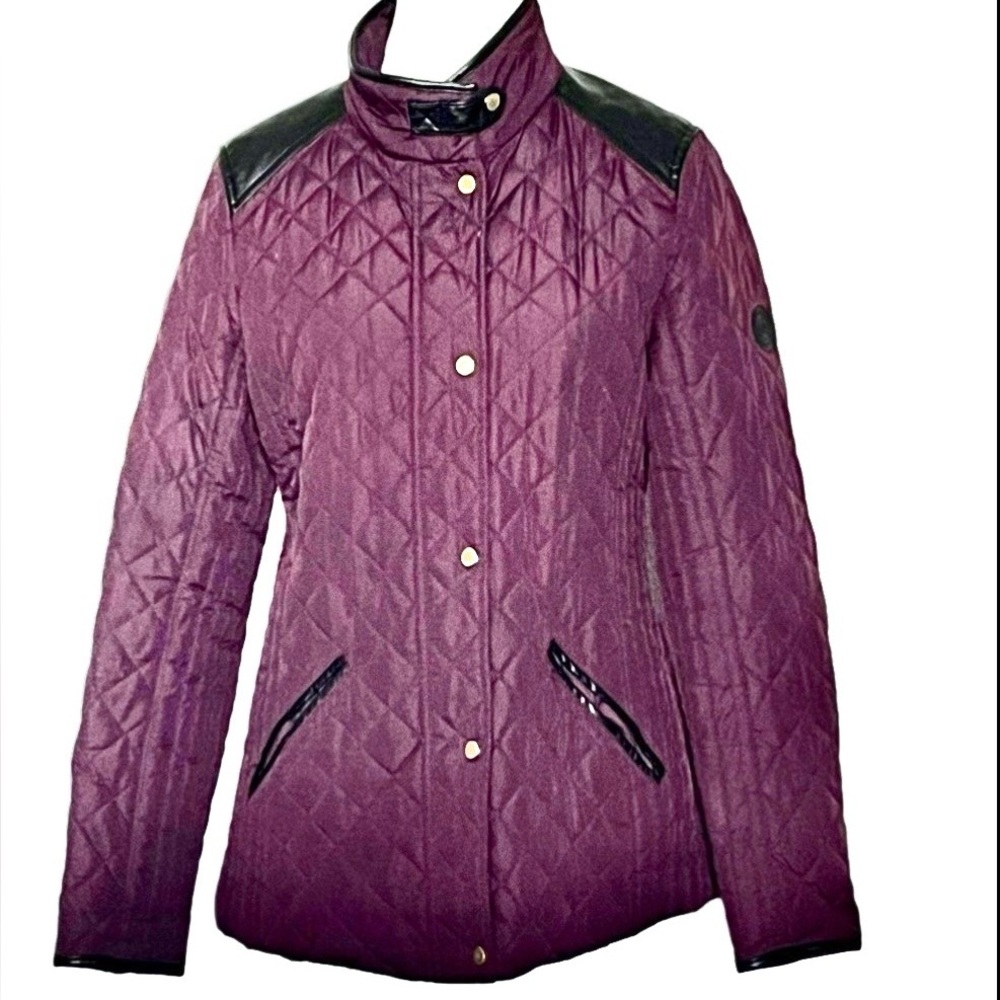 Lauren Ralph Lauren Burgundy Diamond Quilted Jacket S Preppy Sophisticated